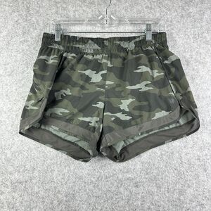 Athleta Printed Mesh Racer Run Short 4" Womens M Camo Green Athletic Lined Gym